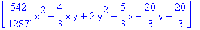 [542/1287, x^2-4/3*x*y+2*y^2-5/3*x-20/3*y+20/3]